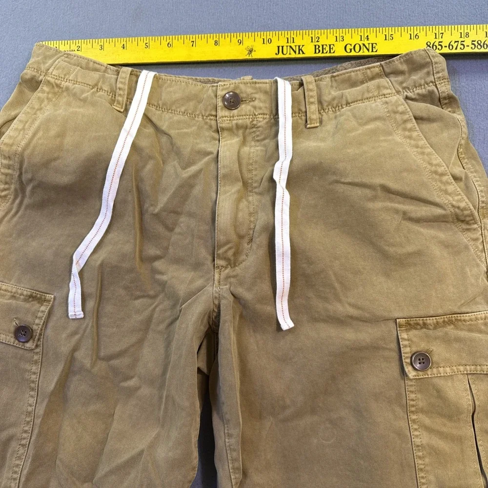 Reyn Spooner Mens 34 Khaki Tan Cotton Twill Cargo Shorts Internal Drawstring